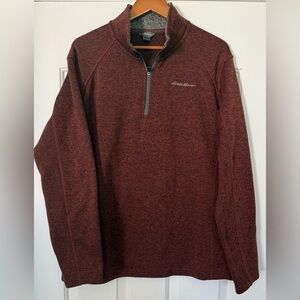 Eddie Bauer Men’s XL Quarter-Zip Pullover Fleece Burgundy Maroon Heather
